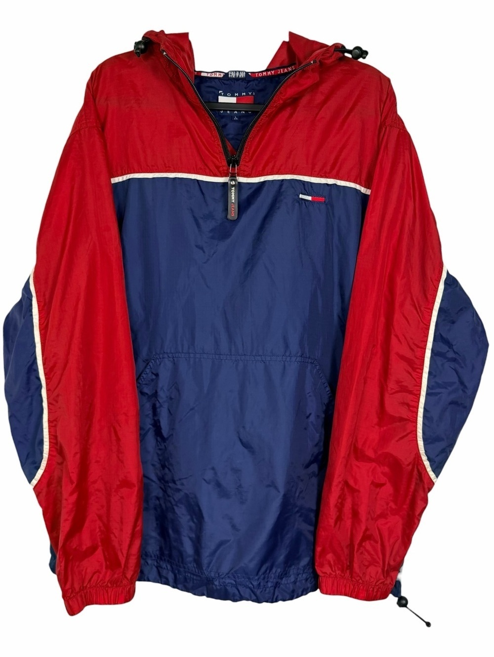 Tommy Jeans Vintage Y2K Colorblock Anorak Windbreaker Men’s L Red Navy - Picture 2 of 11